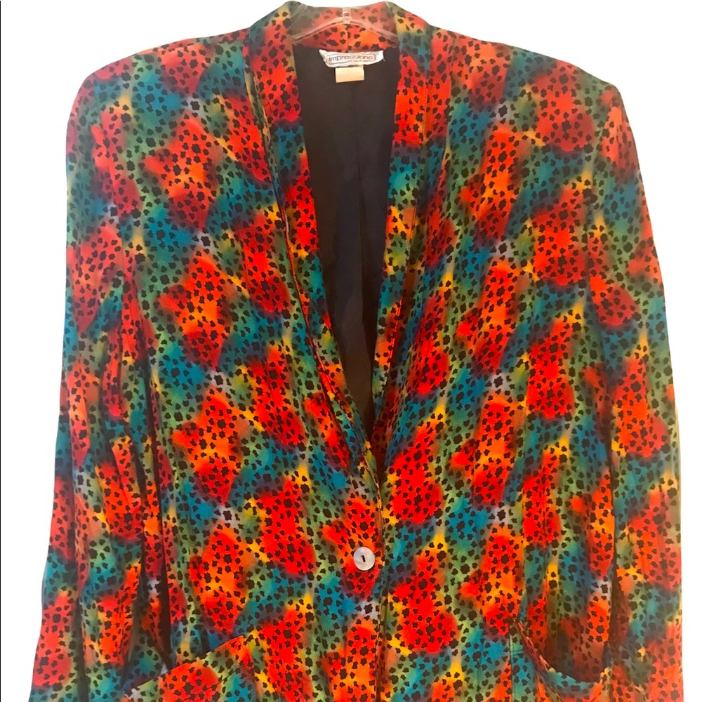 Size Large: Vintage Impressions Of California Women’s Rainbow Patterned Blazer